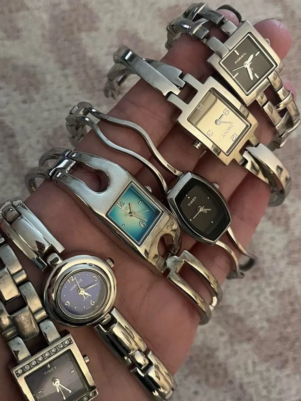 silver blue grey link watch bundle of 6